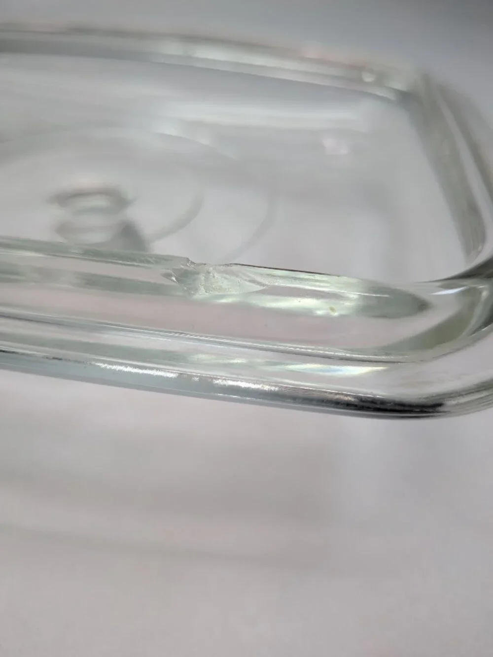 Vintage Clear Glass Rectangular Replacement Lid AA-10 Knob Handle 6.25